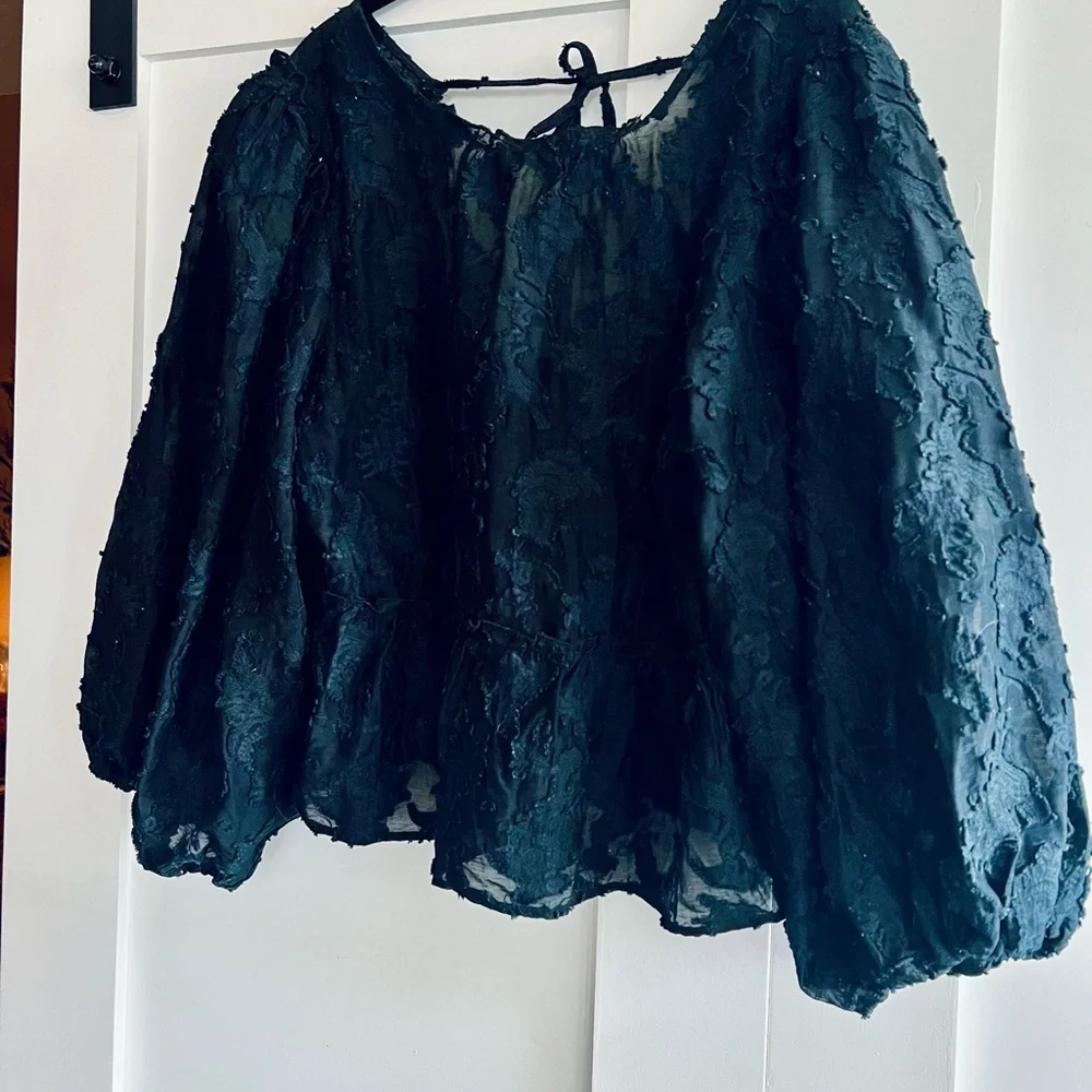 Free People Black Textured Blouse - Picture 3 of 8